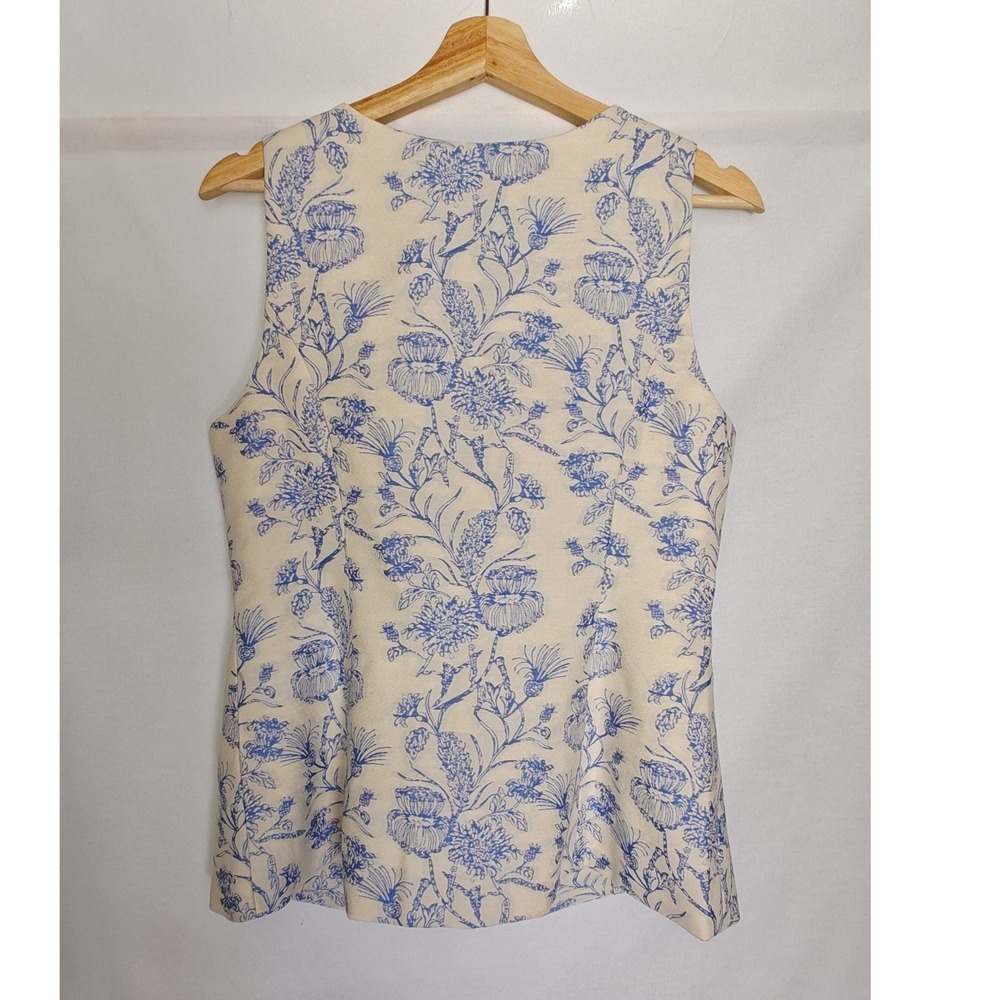 Commense Set Jacquard Square Neck Sleeveless Vest Top Mini Skirt Blue White L - Picture 6 of 16